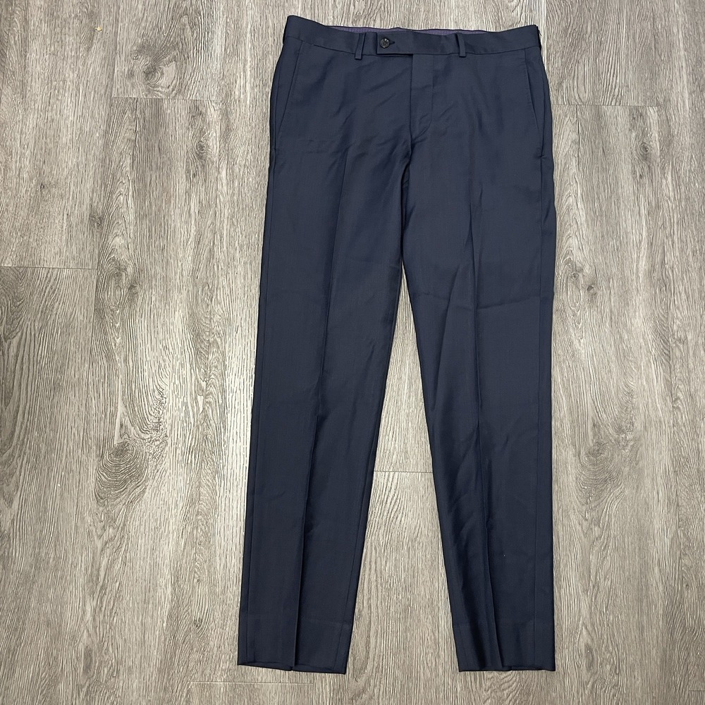Ted Baker Pants Men's 32x31 Blue Jones CT Wool Dress Pleated Union Made Canada